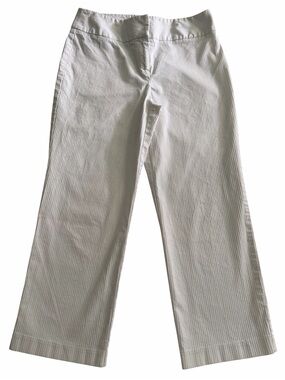 i.e. White Ribbed Cotton Blend Textured Work Party Pants, Size 4P